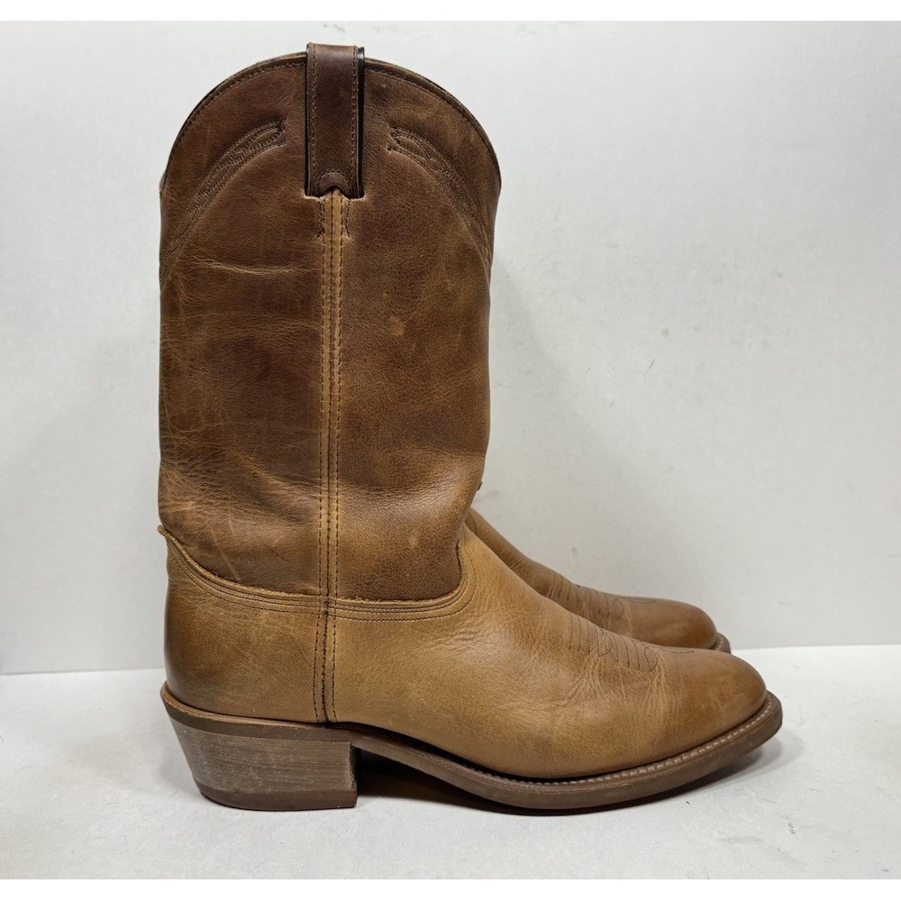 Abilene Mens 11 D Western Boots Tan Brown Leather Vibram Sole Made in USA